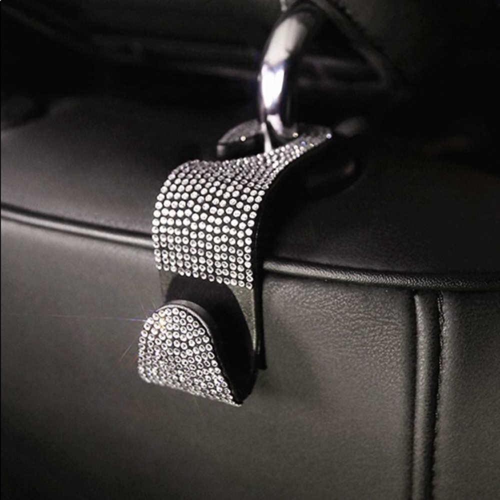 Purse BLING car hook black silver crystal glam